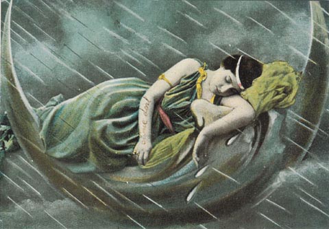 carte postale: lune triste